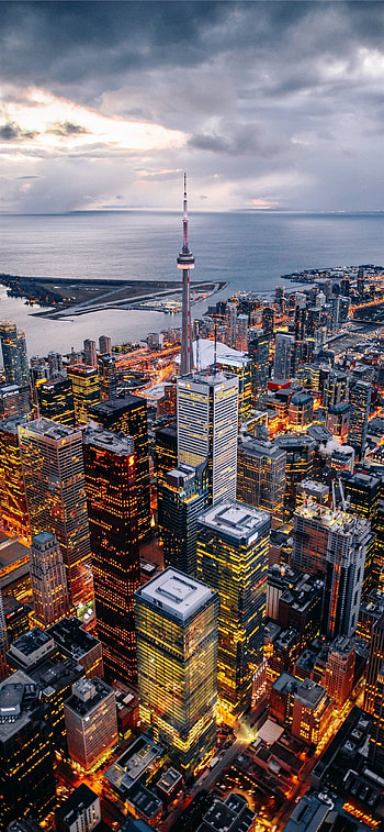 Aerial view, Toronto Skyline HD phone wallpaper