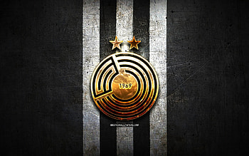 Al Sadd FC, golden logo, QSL, black metal background, football, Al-Sadd, qatari football club, Al Sadd SC logo, soccer, Al Sadd SC HD wallpaper
