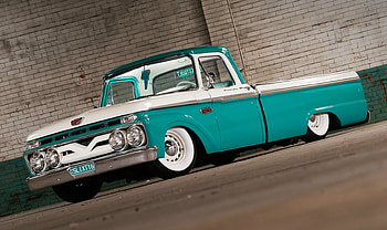 Ford-F100, Truck, Aqua, White Walls, Classic HD wallpaper