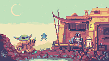 Baby Yoda In Mandalorian Pixel Art, baby-yoda, the-mandalorian, star-wars, artist, artwork, art, digital-art HD wallpaper