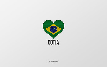 I Love Cotia, Brazilian cities, Day of Cotia, gray background, Cotia, Brazil, Brazilian flag heart, favorite cities, Love Cotia HD wallpaper