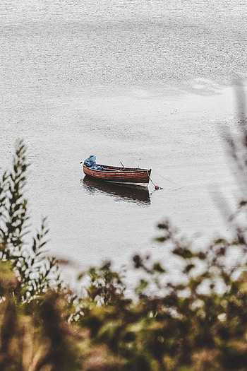 Water, Bush, Lake, Miscellanea, Miscellaneous, Boat HD phone wallpaper