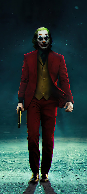 Joker, red, standing, weapon, movie, dark HD phone wallpaper