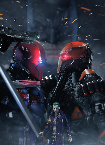 Joker, red hood, deathstroke, super villain, DC comics, art HD phone wallpaper