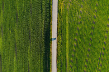 Nature, Grass, View From Above, Road, Car, Machine HD wallpaper