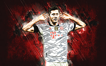 Robert Lewandowski, polish football player, FC Bayern Munich, Lewandowski portrait, red stone background, football, Lewandowski Bayern, football star HD wallpaper