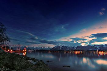 Mountains Lake Stones Evening, mountains, lake, evening HD wallpaper