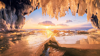 Lumps Baikal lake, Ice formations, Icicle wonder, Breathtaking HD wallpaper