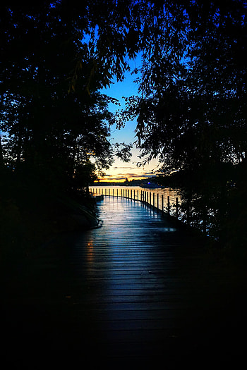 Sunset, Dark, Wood, Wooden, Bridge HD phone wallpaper