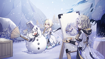 Albedo Lumine Paimon Genshin Impact HD wallpaper