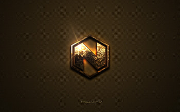 Nikola golden logo, artwork, brown metal background, Nikola emblem, Nikola logo, brands, Nikola HD wallpaper
