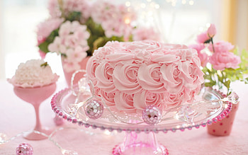 Cake, Cream, Flowers, Ball, Pink HD wallpaper