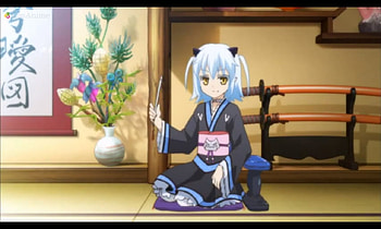 Neko Chan, nekomimi, yukata, sit, nice, sitting, flower, short hair, adorable, female, blossom, sweet, neko mimi, sword, house, vase, blue hair, girl, traditional, kawaii, anime girl, neko, anime, pretty, katana, shiroyasha, lovely, home, kimono, cute, floral, oriental, beauty, mondaiji, japanese, japan, beautiful, blade, weapon HD wallpaper