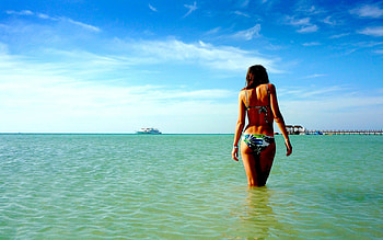 SUMMER BEAUTY, sea, swimsuit, sky, beauty, beach HD wallpaper