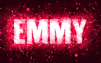 Happy Birtay Emmy, , pink neon lights, Emmy name, creative, Emmy Happy Birtay, Emmy Birtay, popular american female names, with Emmy name, Emmy HD wallpaper
