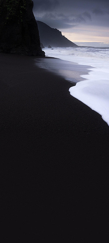 Black Beach, cloud, sky, amoled, samsung HD phone wallpaper