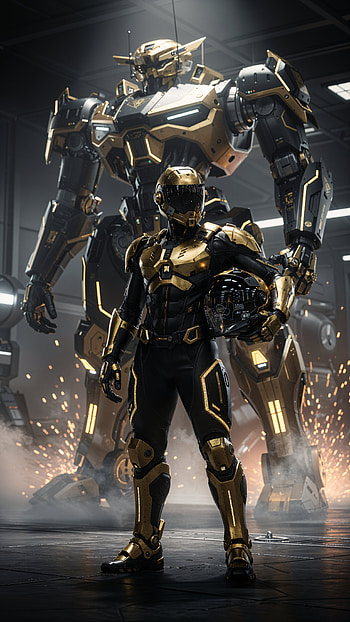 Gilded Titan — Mech Pilot HD phone wallpaper