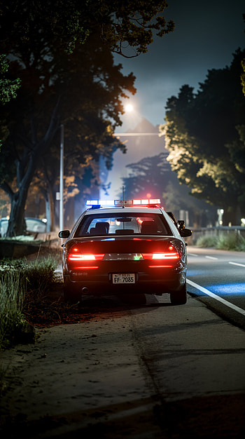 Night Patrol: Police Car for Your , night, road HD phone wallpaper