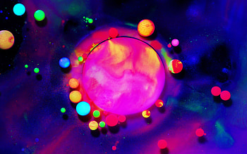 Neon, dreams, colorful, spheres, clouds, digital art HD wallpaper