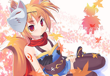 Mysteriously Girl, babe, leaves, mask, fall, cat, girl HD wallpaper
