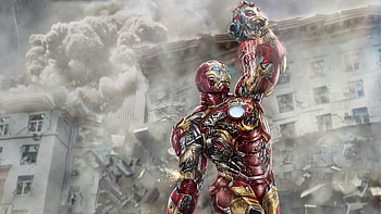 Iron Man Chop Off Ultron Head, iron-man, superheroes, artwork HD wallpaper