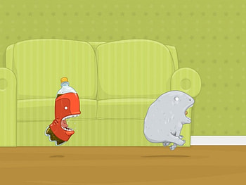 House Fun, chasing, couch, humour, potato, bottle HD wallpaper