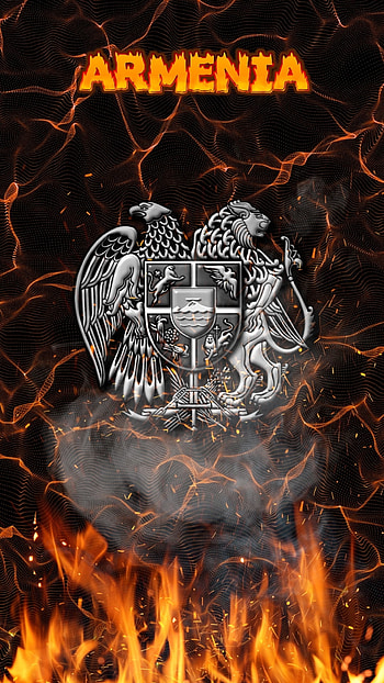 Coat of arms, symbol, art, metal, pattern, smoke, armenia, fire, silver HD phone wallpaper