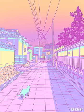 Pastel Japan, Cats and Alleyways Illustrations. Aesthetic pastel , Aesthetic art, Pastel aesthetic, Pastel Japanese Aesthetic HD phone wallpaper