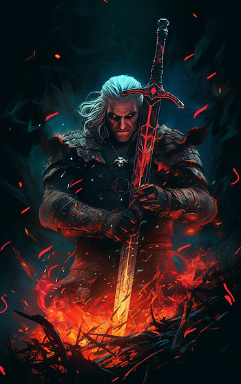 Geralt Of Rivia, Geralt of Rivia, The Witcher, AI Art, video game, The Witcher 3: Wild Hunt HD phone wallpaper