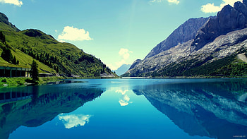 Blue Water Mountains, lake, mountains, nature HD wallpaper