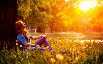 Sunny days, summer, plants, trees, flowers, girl, warm days HD wallpaper