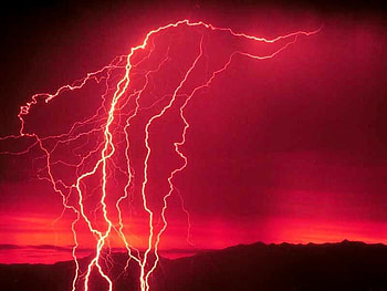 redlightning. jpg., weather, force, lightening, red HD wallpaper