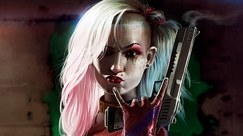 Harley Quinn Cool Gun Art, harley-quinn, artwork, artist, artstation, supervillain, superheroes, digital-art HD wallpaper