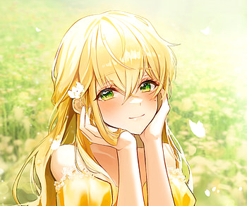 Radiant Anime Girl : Serene Blonde Beauty in Bloom, Anime, girl, anime girl HD wallpaper