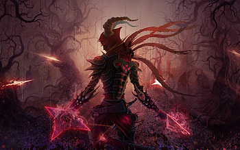 demon hunter, games, diablo, black, fantasy, red, dark HD wallpaper