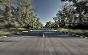 In Motion, trees, road, nature HD wallpaper