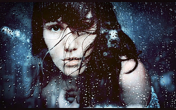 rain drops face, drops, mirror, girl, rain HD wallpaper