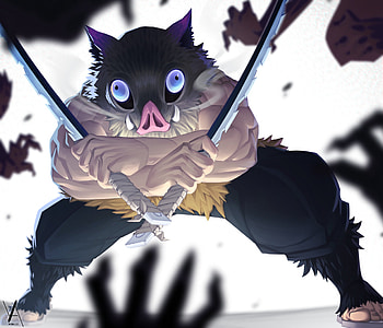 Inosuke Hashibira | Demon Slayer: Kimetsu no Yaiba Action Shot, Inosuke Hashibira, Anime, Demon Slayer: Kimetsu no Yaiba HD wallpaper