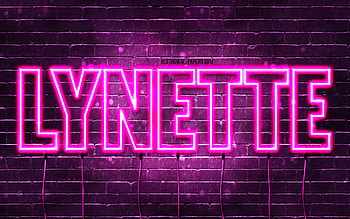 Happy Birtay Lynette, , pink neon lights, Lynette name, creative, Lynette Happy Birtay, Lynette Birtay, popular french female names, with Lynette name, Lynette HD wallpaper