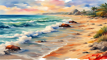 Quiet Beach, sea, beach, artistic, landscape HD wallpaper