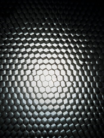 Dynamic geometric honeycomb pattern with metallic texture and gradient lighting. HD phone wallpaper