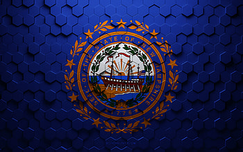 Flag of New Hampshire, honeycomb art, New Hampshire hexagons flag, New Hampshire, 3d hexagons art, New Hampshire flag HD wallpaper