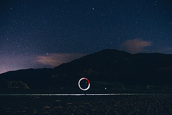 Stars, Dark, Starry Sky, zelight, Glow, Circle, Hill HD wallpaper