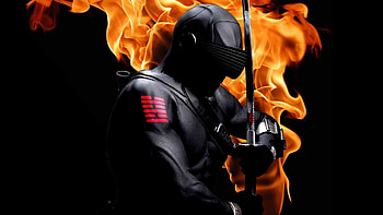 Snake Eyes (G.I. Joe) with sword on fire - HD wallpaper