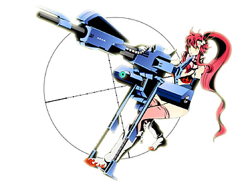 Tengen Toppa Gurren Lagann, white, littner, yoko, rittona, rifle, red, weapon, long HD wallpaper