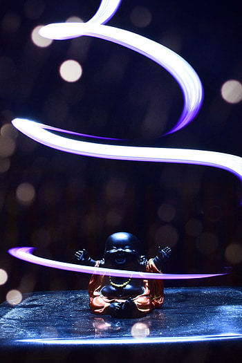 Buddha, Glare, Shine, Light, Miscellanea, Miscellaneous, Statuette, Bokeh, Boquet HD phone wallpaper