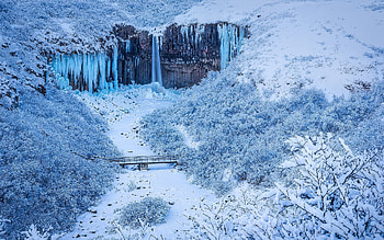 Svartifoss Falls Iceland, winter, iceland, waterfall, svartifoss HD wallpaper