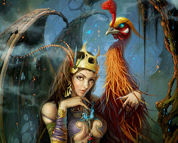 Fantasy girl, crown, fantasy, art, woman HD wallpaper