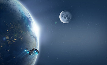 Universe, Shining, Planet, Spaceship HD wallpaper