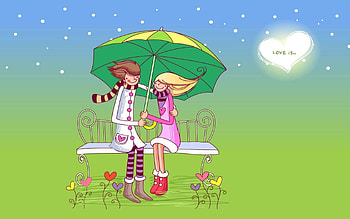 Love, Couple, Pair, Bench, Umbrella, Date HD wallpaper